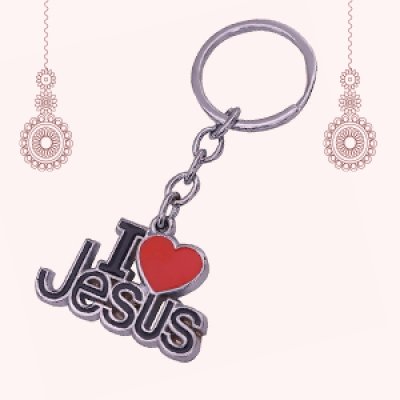 I Love Jesus Keychain | Christian Key Chain | Catholic Gift, Metal, 1 Piece