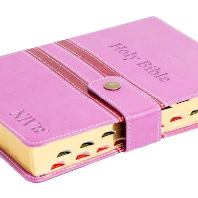 Niv Compact Bible, Pu Leather, Thumb Index Gilt Edges Pink/Red, Compact, Readable and Stylish Edition, Word of Christ in Red